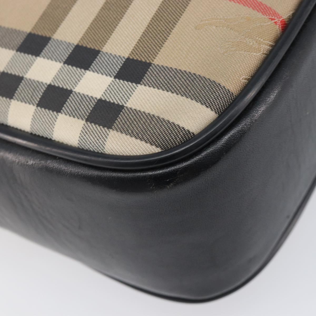 Burberrys Nova Check Shoulder Bag Canvas Beige Gold Auth 205374