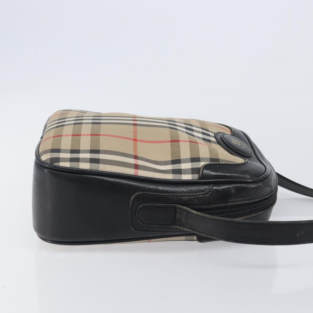 Burberrys Nova Check Shoulder Bag Canvas Beige Gold Auth 205374