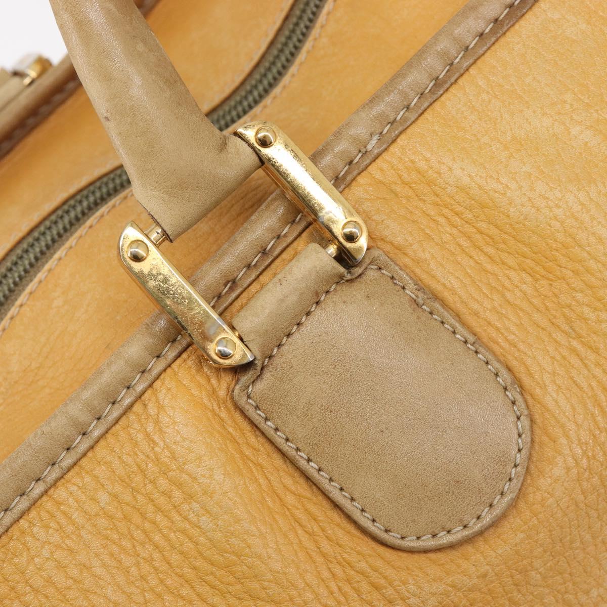 LOEWE Boston Bag Leather Beige Gold Auth 205378