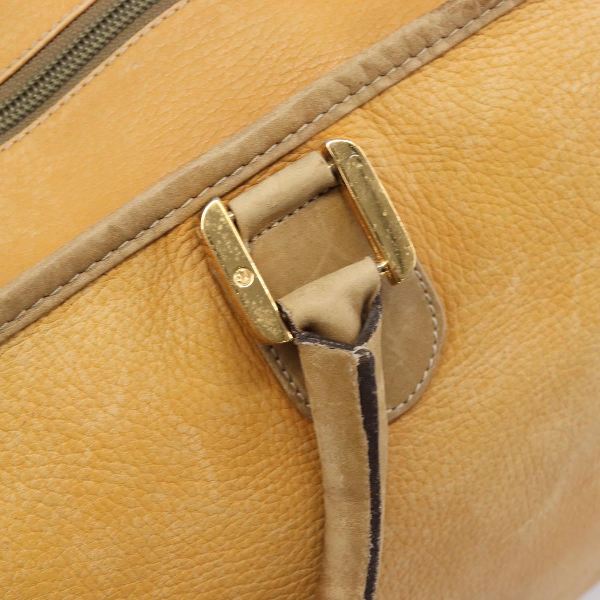 LOEWE Boston Bag Leather Beige Gold Auth 205378