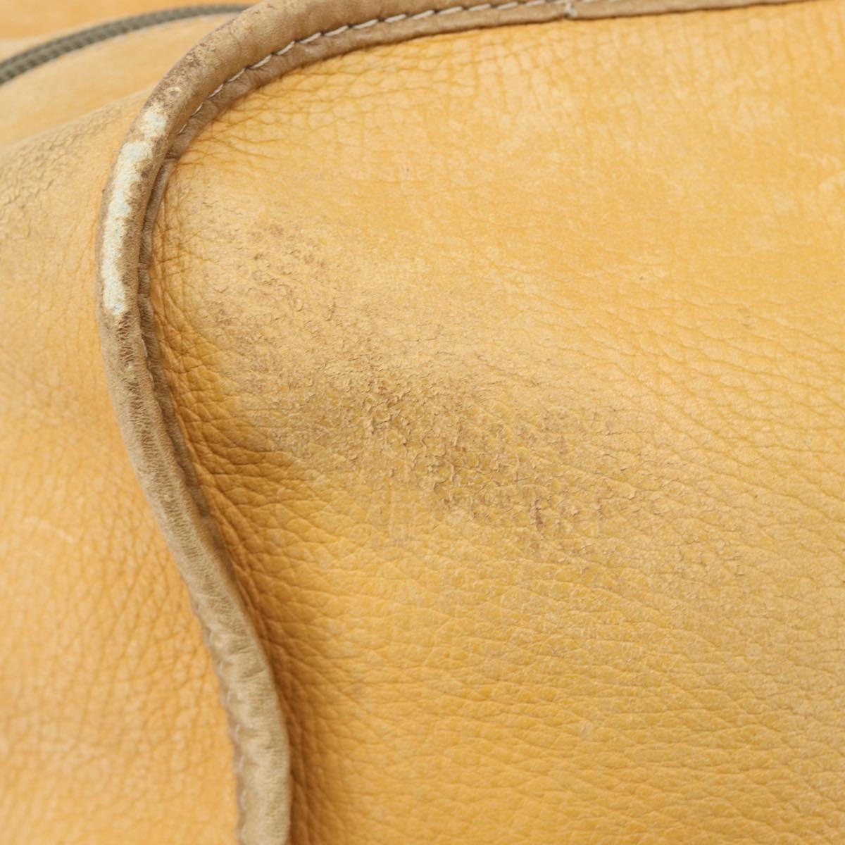 LOEWE Boston Bag Leather Beige Gold Auth 205378