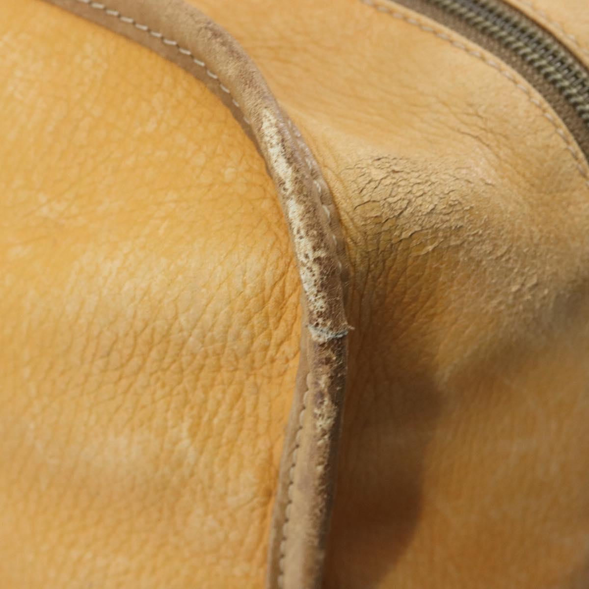 LOEWE Boston Bag Leather Beige Gold Auth 205378