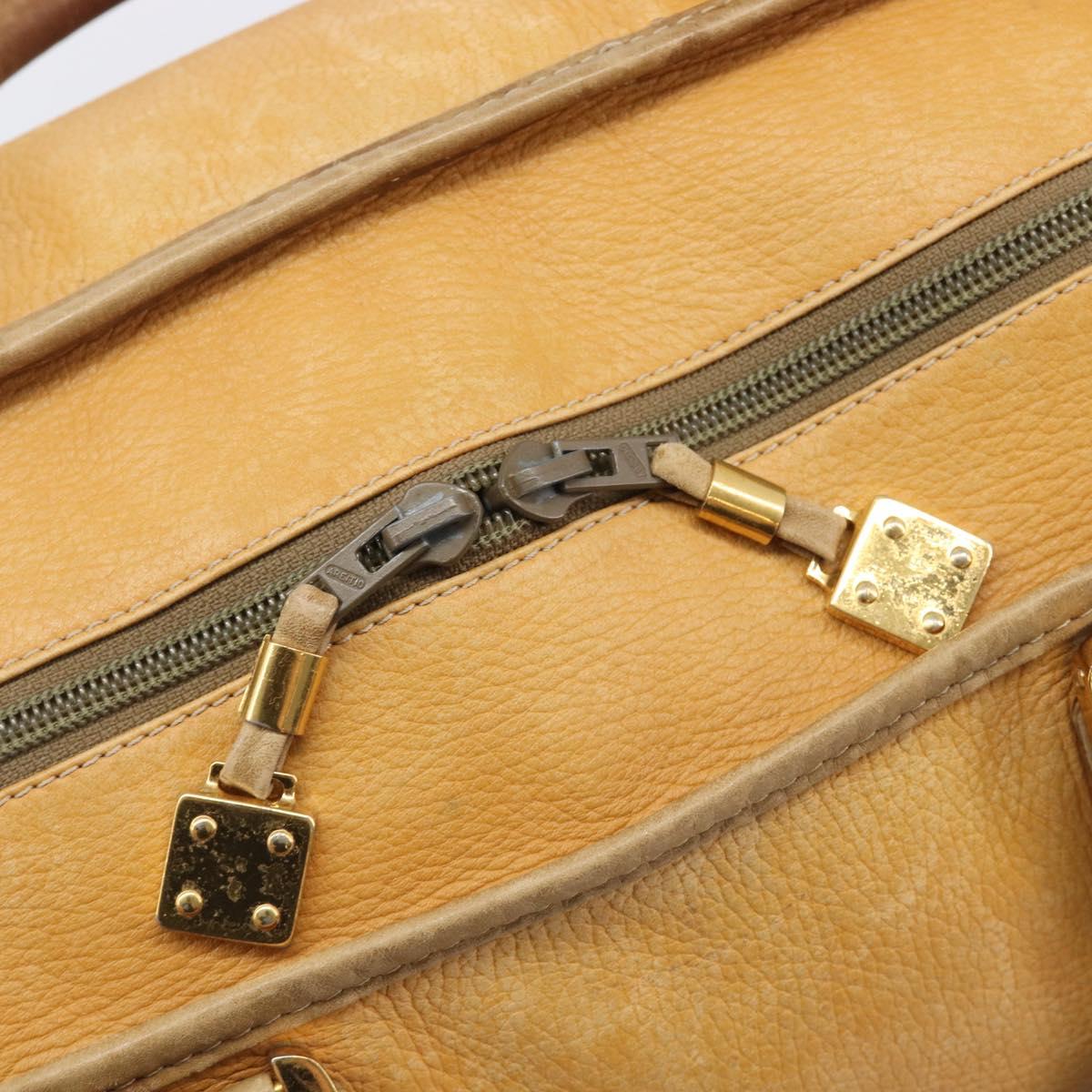 LOEWE Boston Bag Leather Beige Gold Auth 205378