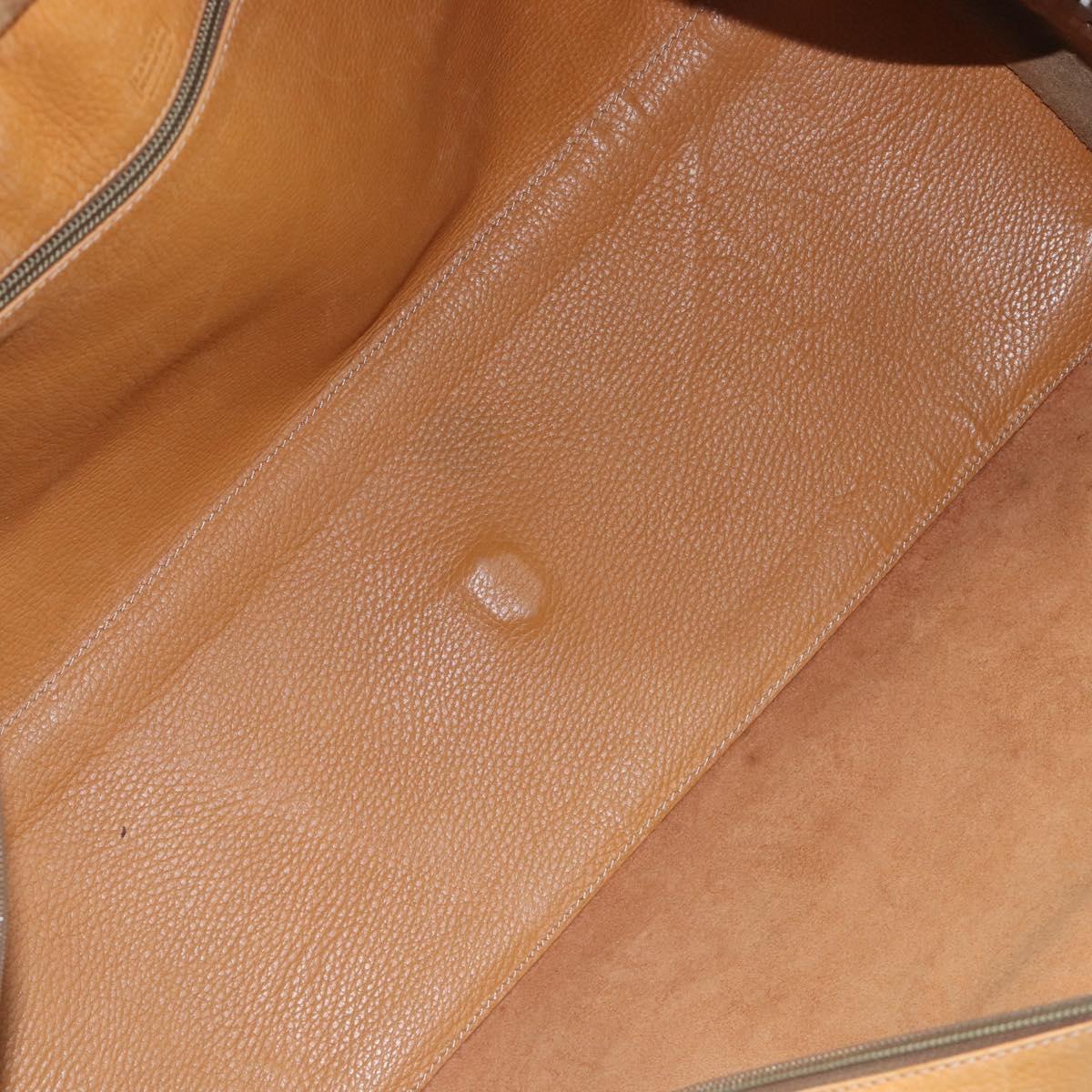 LOEWE Boston Bag Leather Beige Gold Auth 205378