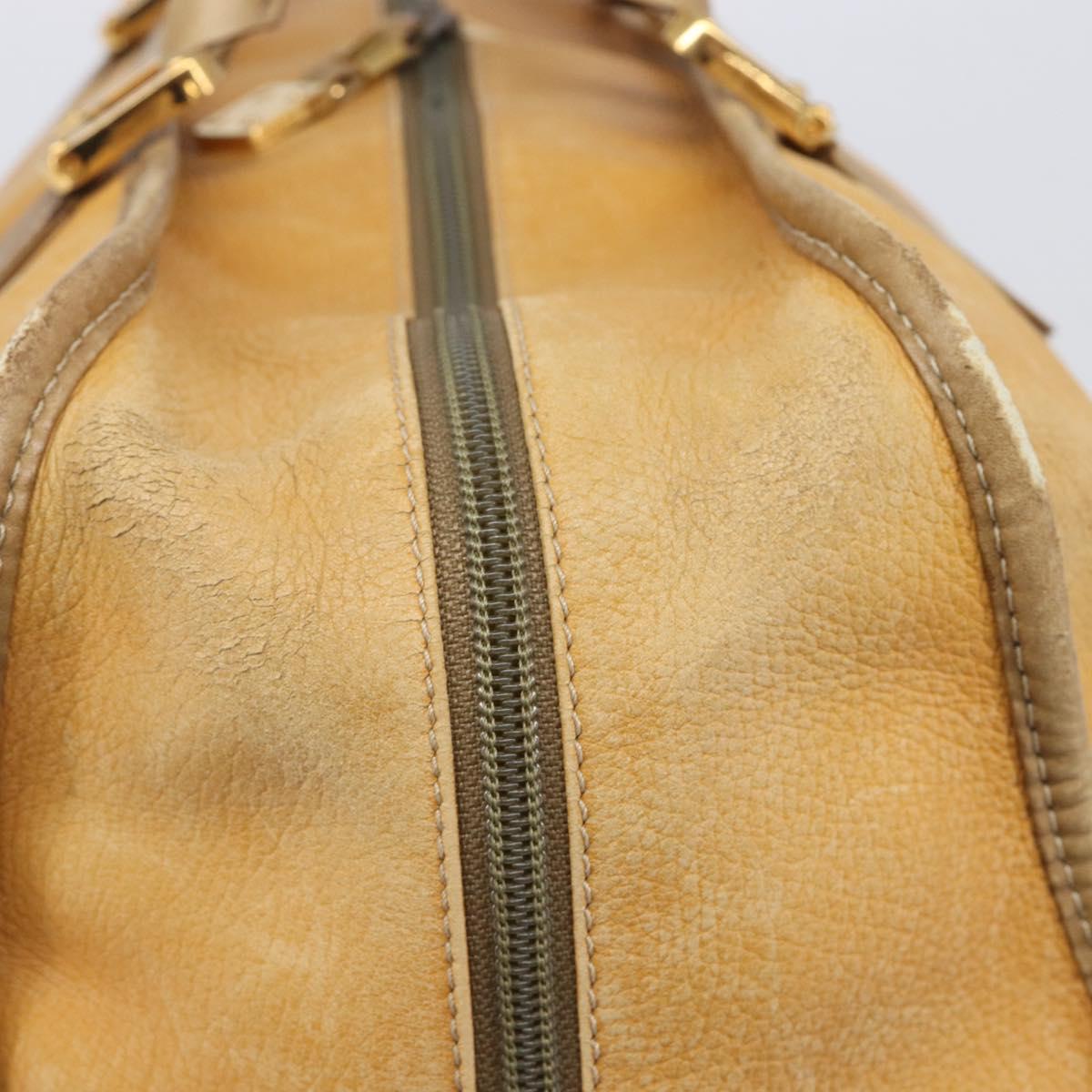 LOEWE Boston Bag Leather Beige Gold Auth 205378