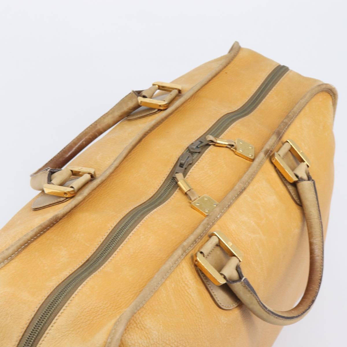 LOEWE Boston Bag Leather Beige Gold Auth 205378