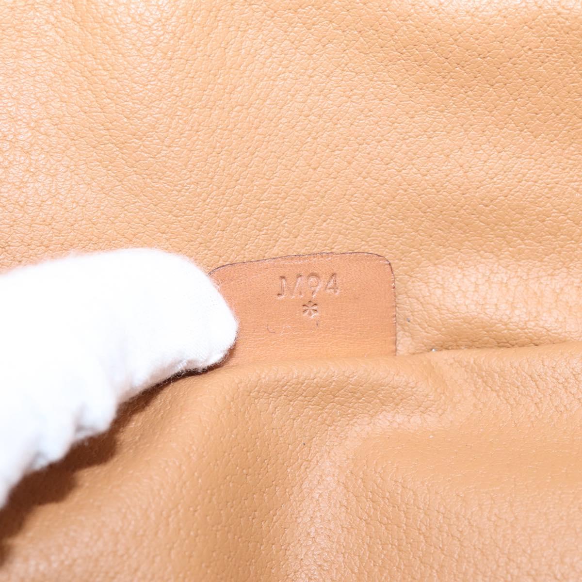CELINE Macadam Canvas Vanity Cosmetic Pouch PVC Leather Brown Gold Auth 205380A