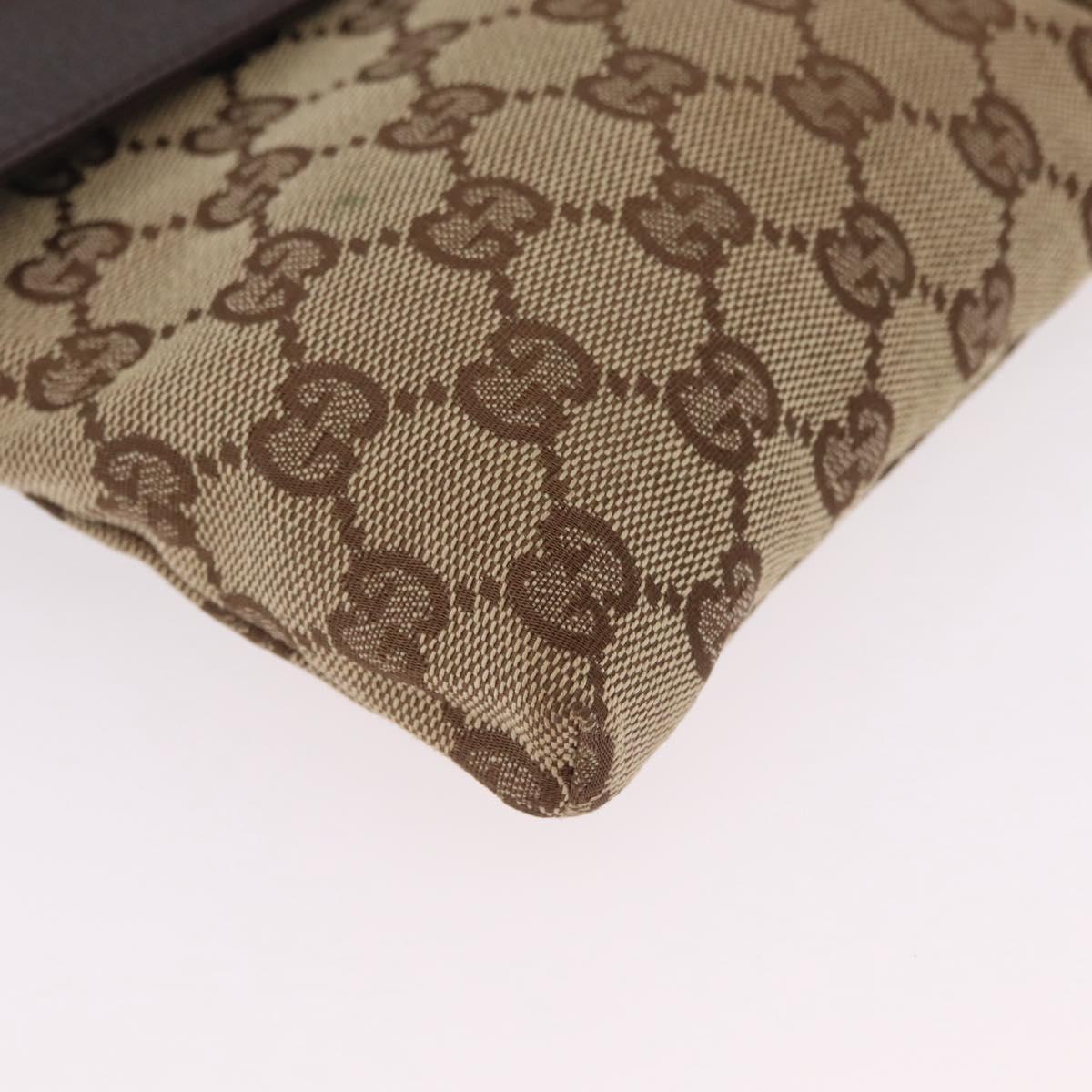 GUCCI GG Canvas Web Sherry Line Waist Bag Beige Silver 28566 Auth 205382A