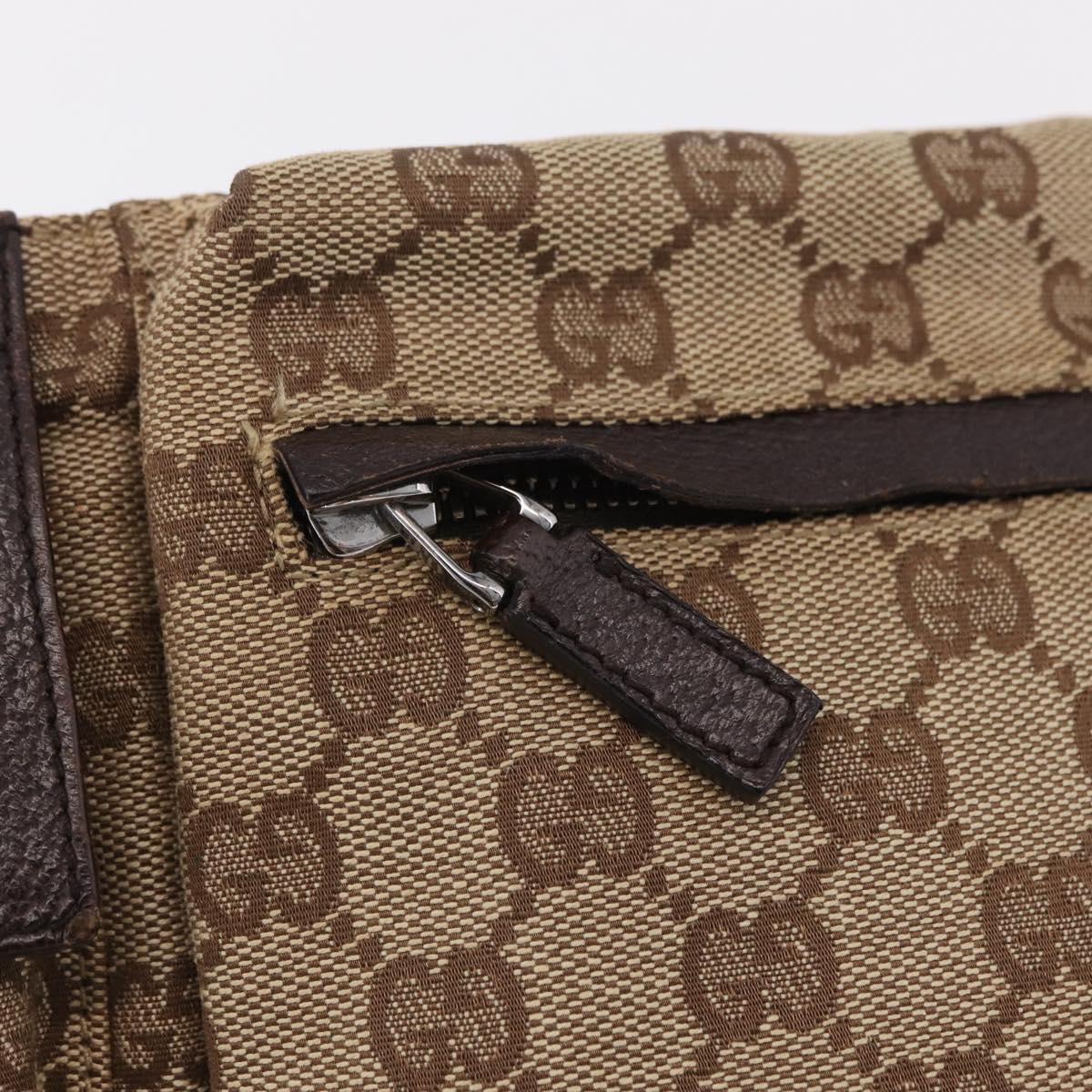 GUCCI GG Canvas Web Sherry Line Waist Bag Beige Silver 28566 Auth 205382A
