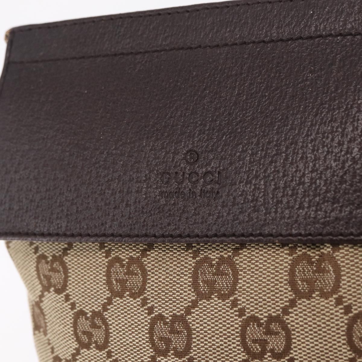 GUCCI GG Canvas Web Sherry Line Waist Bag Beige Silver 28566 Auth 205382A