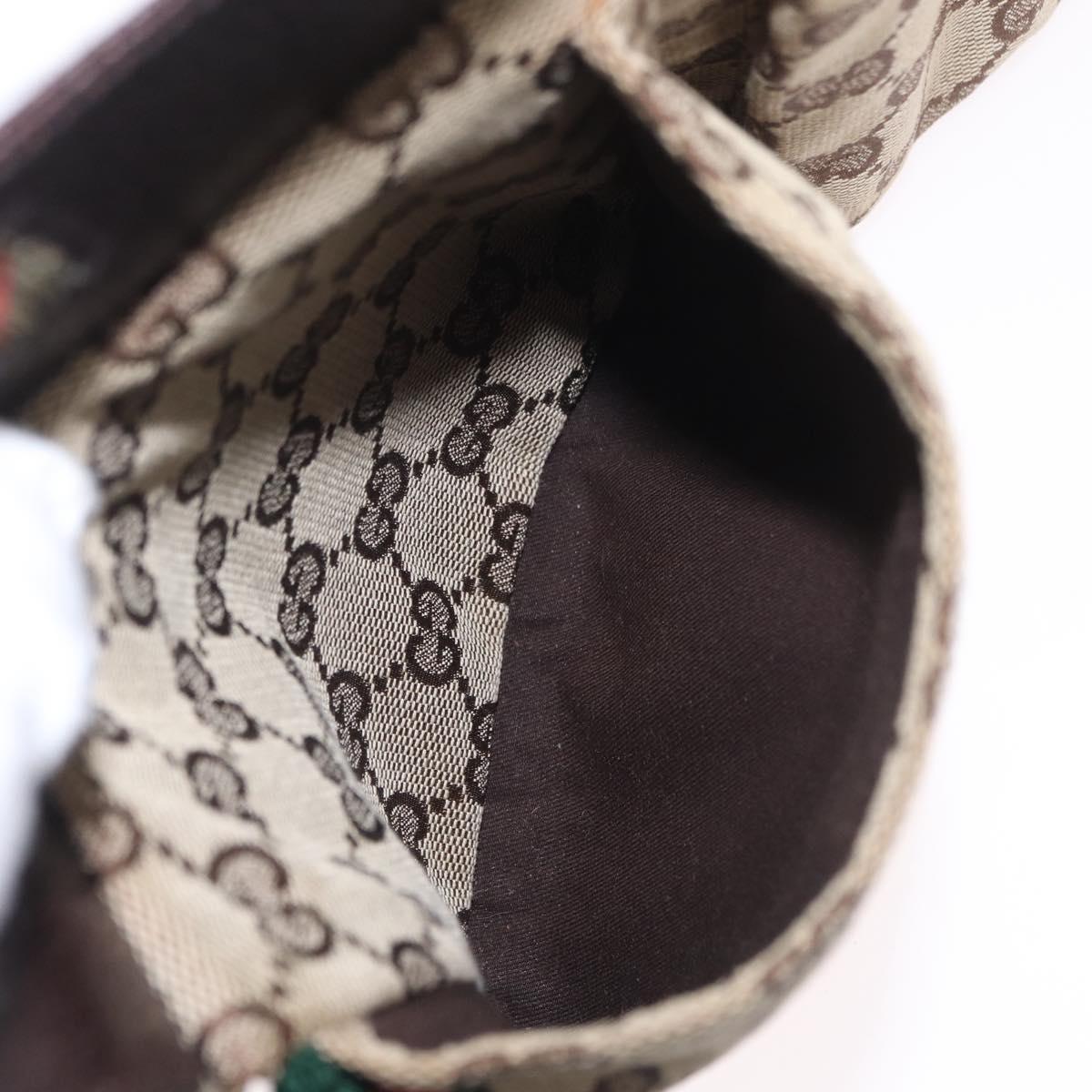 GUCCI GG Canvas Web Sherry Line Waist Bag Beige Silver 28566 Auth 205382A