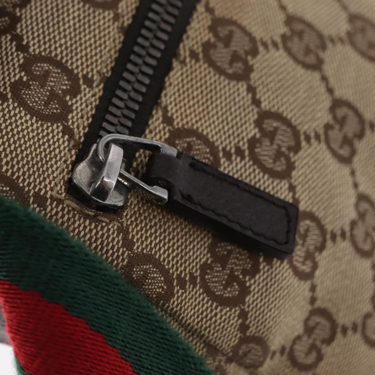 GUCCI GG Canvas Web Sherry Line Waist Bag Beige Silver 28566 Auth 205382A