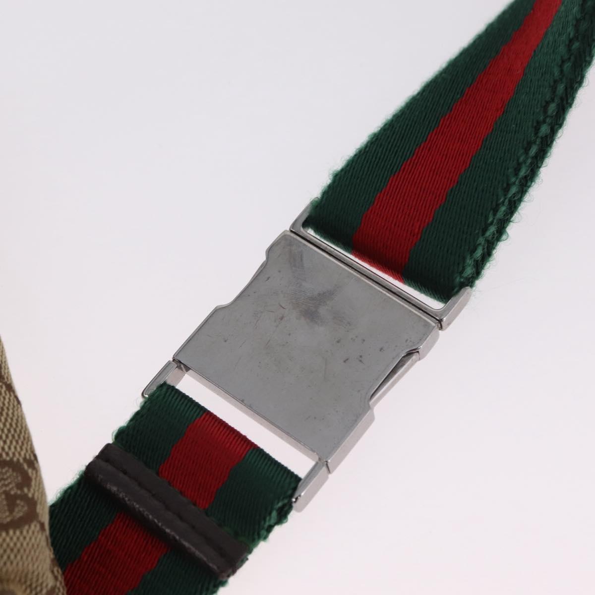GUCCI GG Canvas Web Sherry Line Waist Bag Beige Silver 28566 Auth 205382A