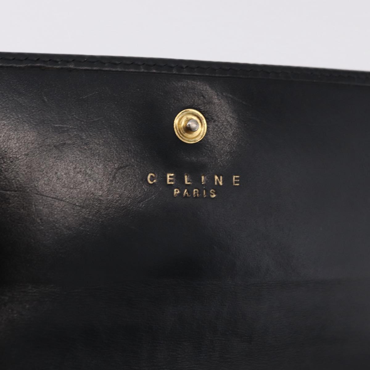 CELINE Macadam Canvas Long Wallet PVC Leather Black Gold Auth 205384A