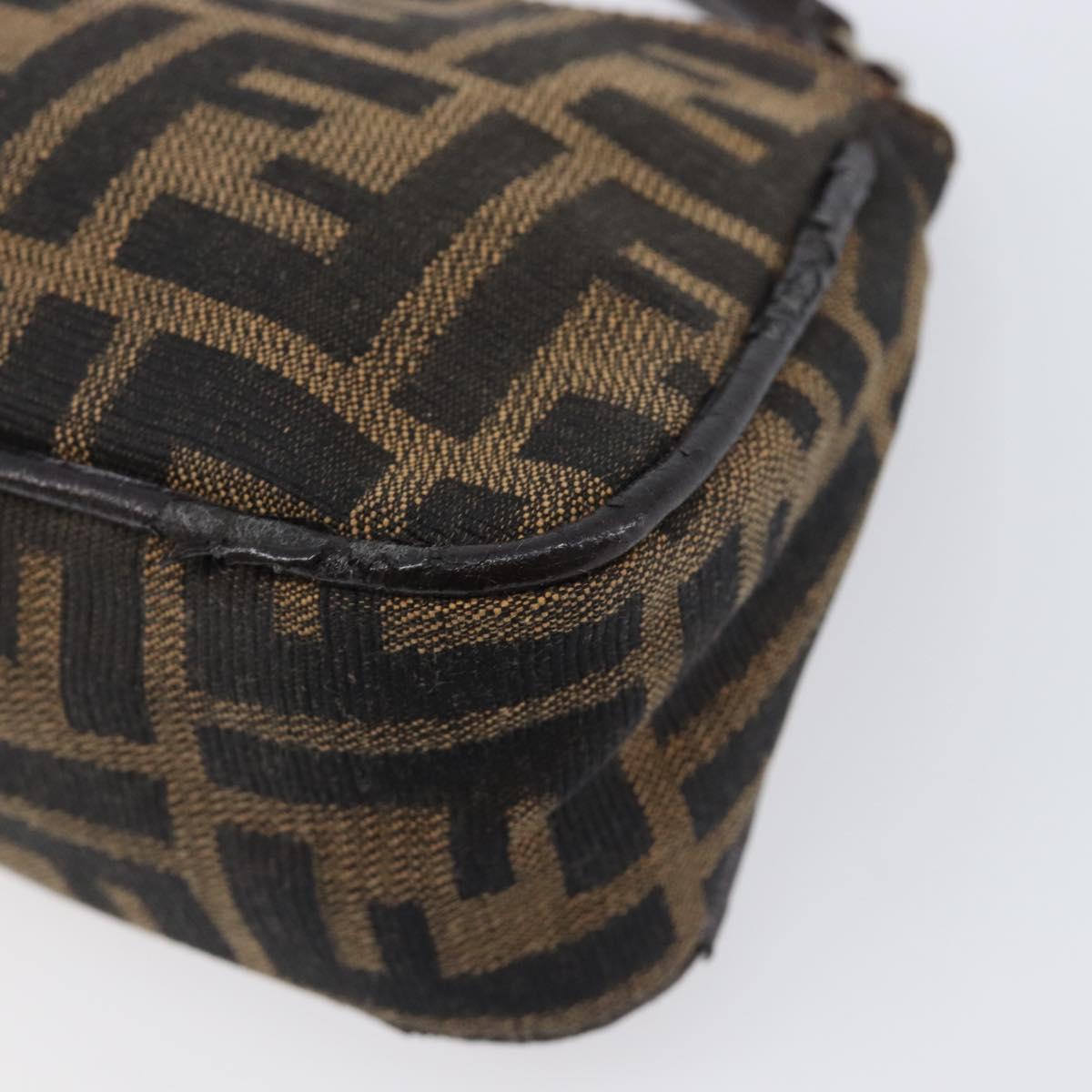 FENDI Zucca Canvas Pouch Black Brown Auth 205385