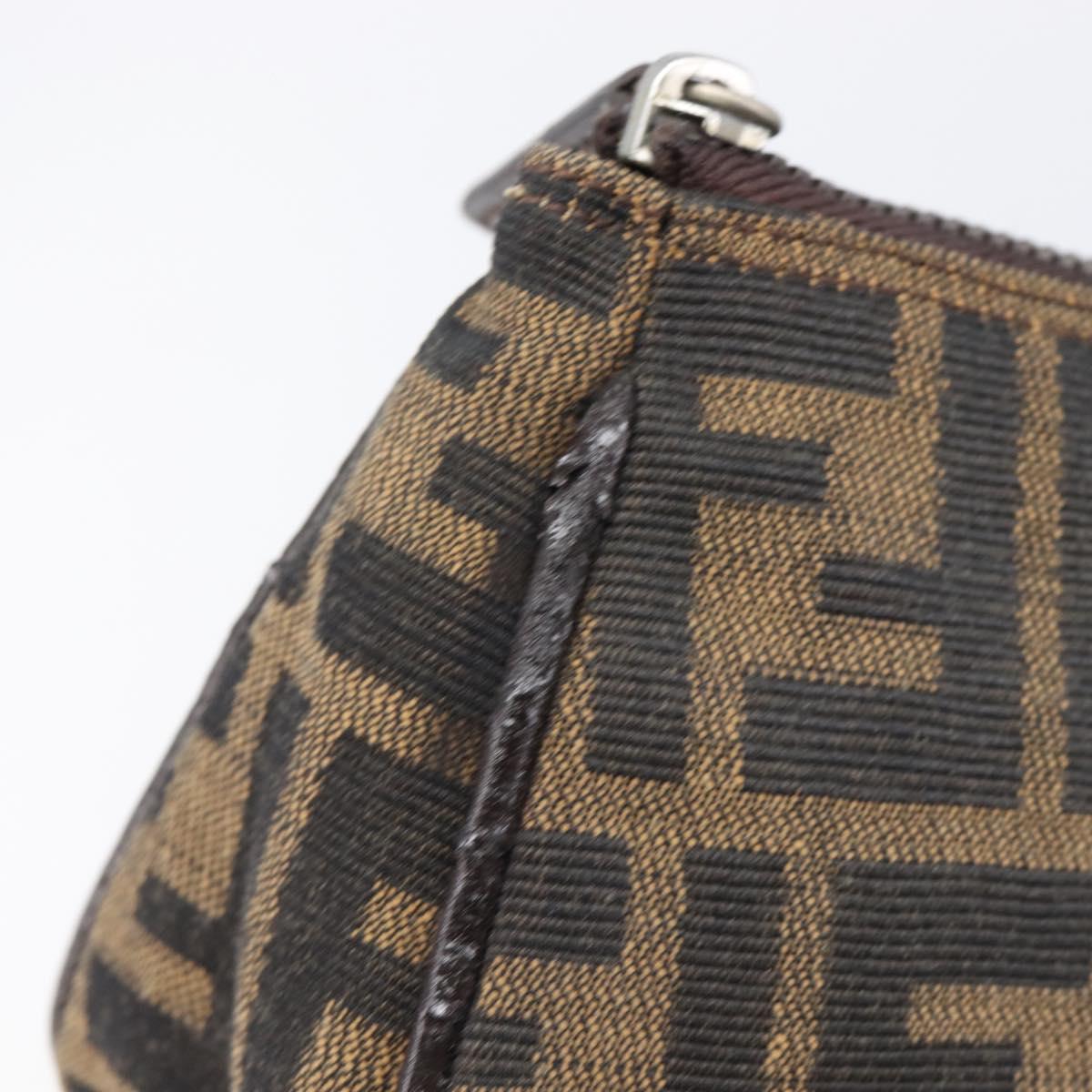 FENDI Zucca Canvas Pouch Black Brown Auth 205385