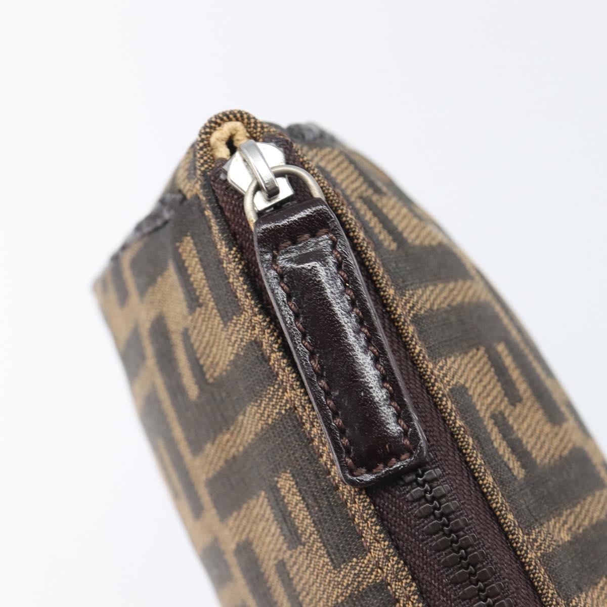 FENDI Zucca Canvas Pouch Black Brown Auth 205385