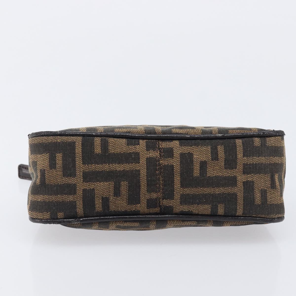 FENDI Zucca Canvas Pouch Black Brown Auth 205385