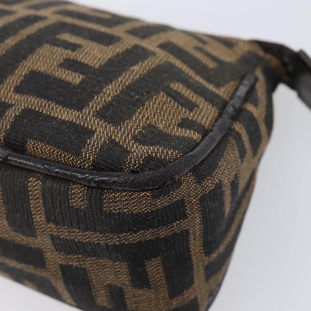 FENDI Zucca Canvas Pouch Black Brown Auth 205385