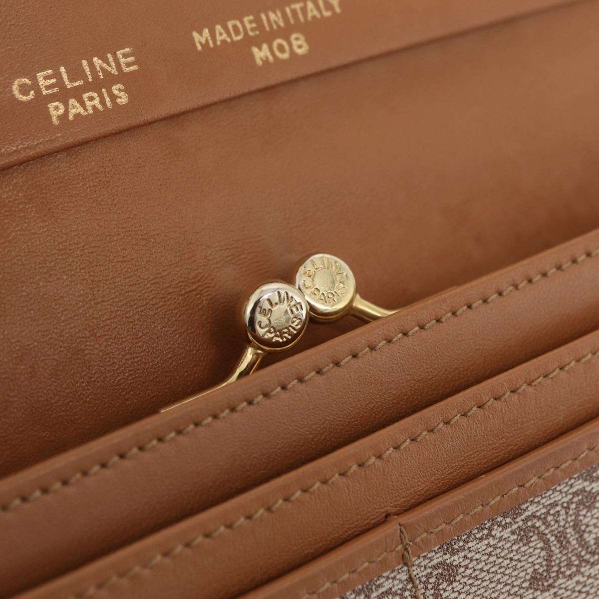 CELINE Macadam Canvas Long Wallet PVC Beige Gold Auth 205392A