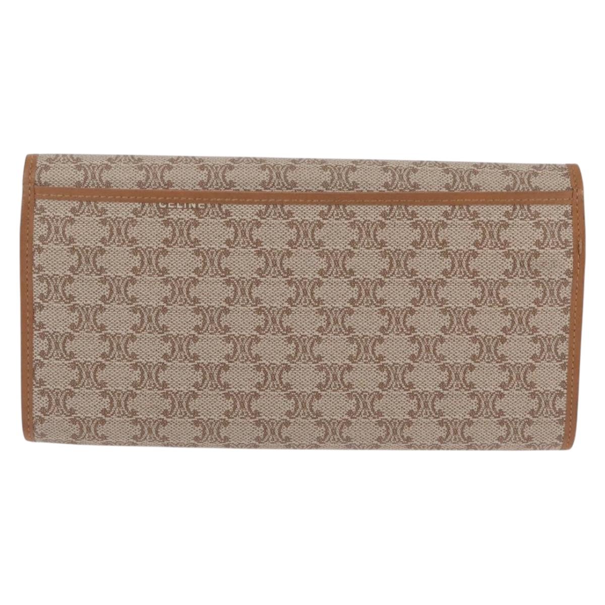 CELINE Macadam Canvas Long Wallet PVC Beige Gold Auth 205392A
