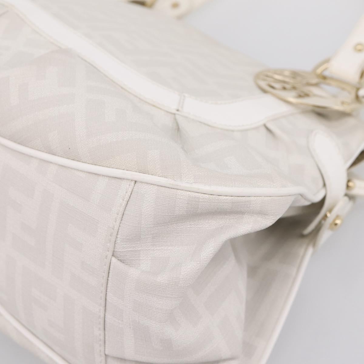 FENDI Zucca Canvas Tote Bag PVC White Gold ANF 108 Auth 205396V