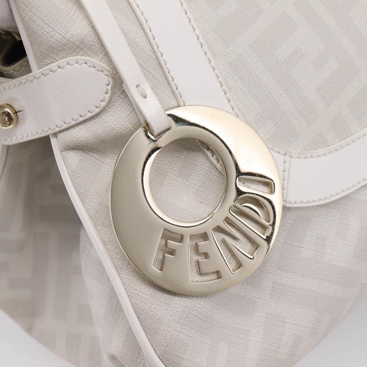 FENDI Zucca Canvas Tote Bag PVC White Gold ANF 108 Auth 205396V