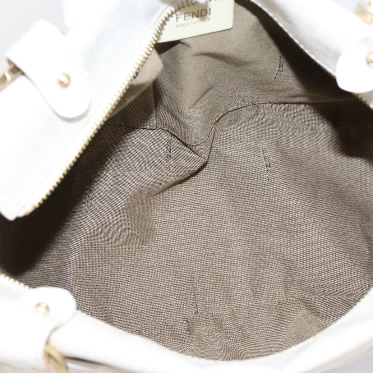 FENDI Zucca Canvas Tote Bag PVC White Gold ANF 108 Auth 205396V
