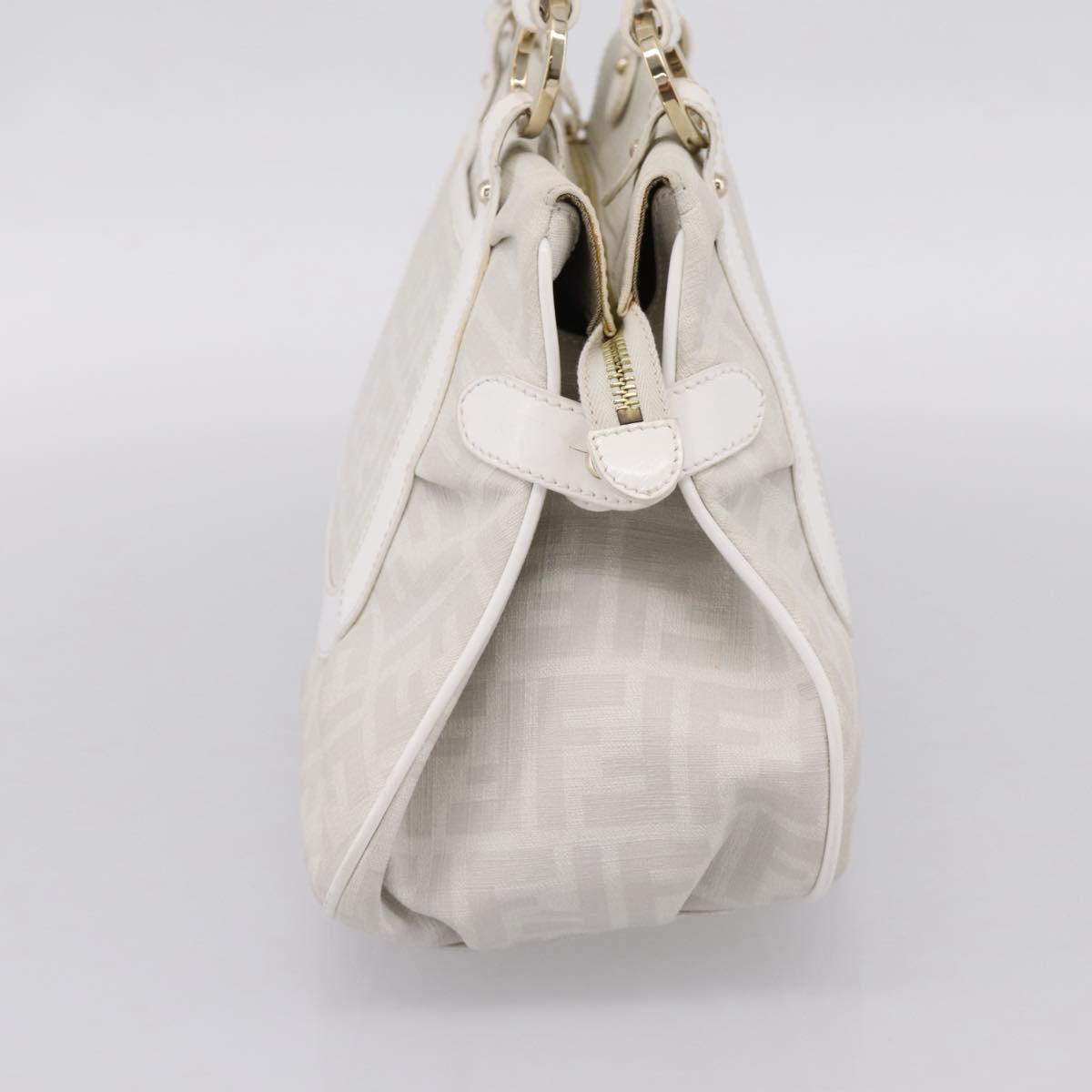 FENDI Zucca Canvas Tote Bag PVC White Gold ANF 108 Auth 205396V