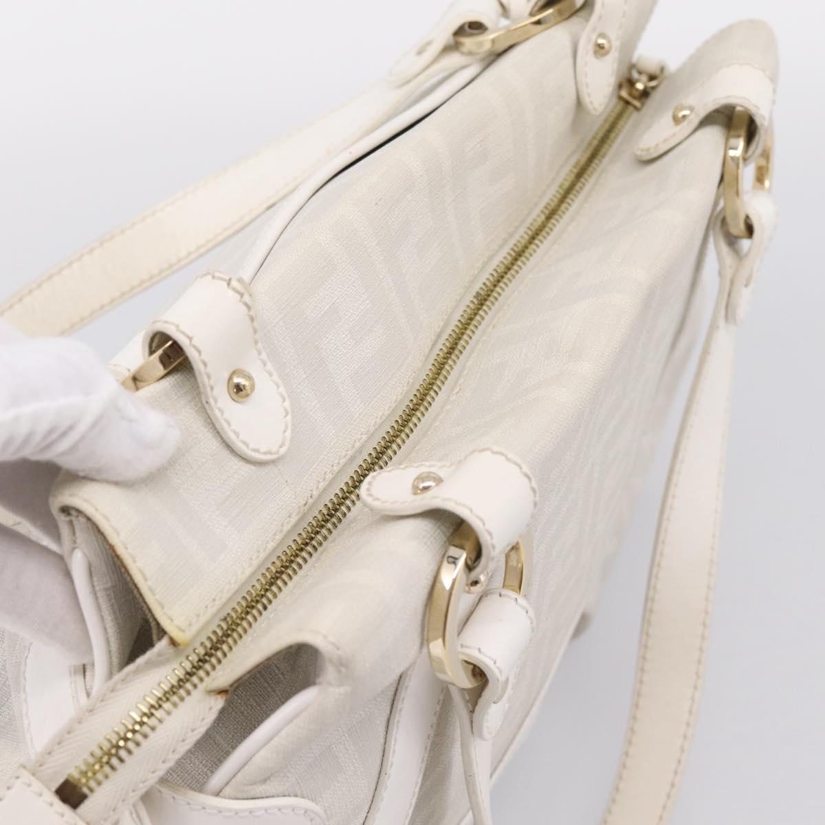 FENDI Zucca Canvas Tote Bag PVC White Gold ANF 108 Auth 205396V