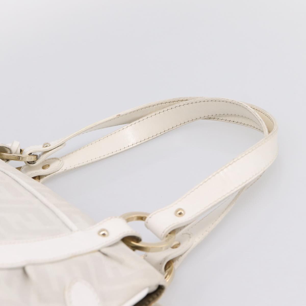 FENDI Zucca Canvas Tote Bag PVC White Gold ANF 108 Auth 205396V