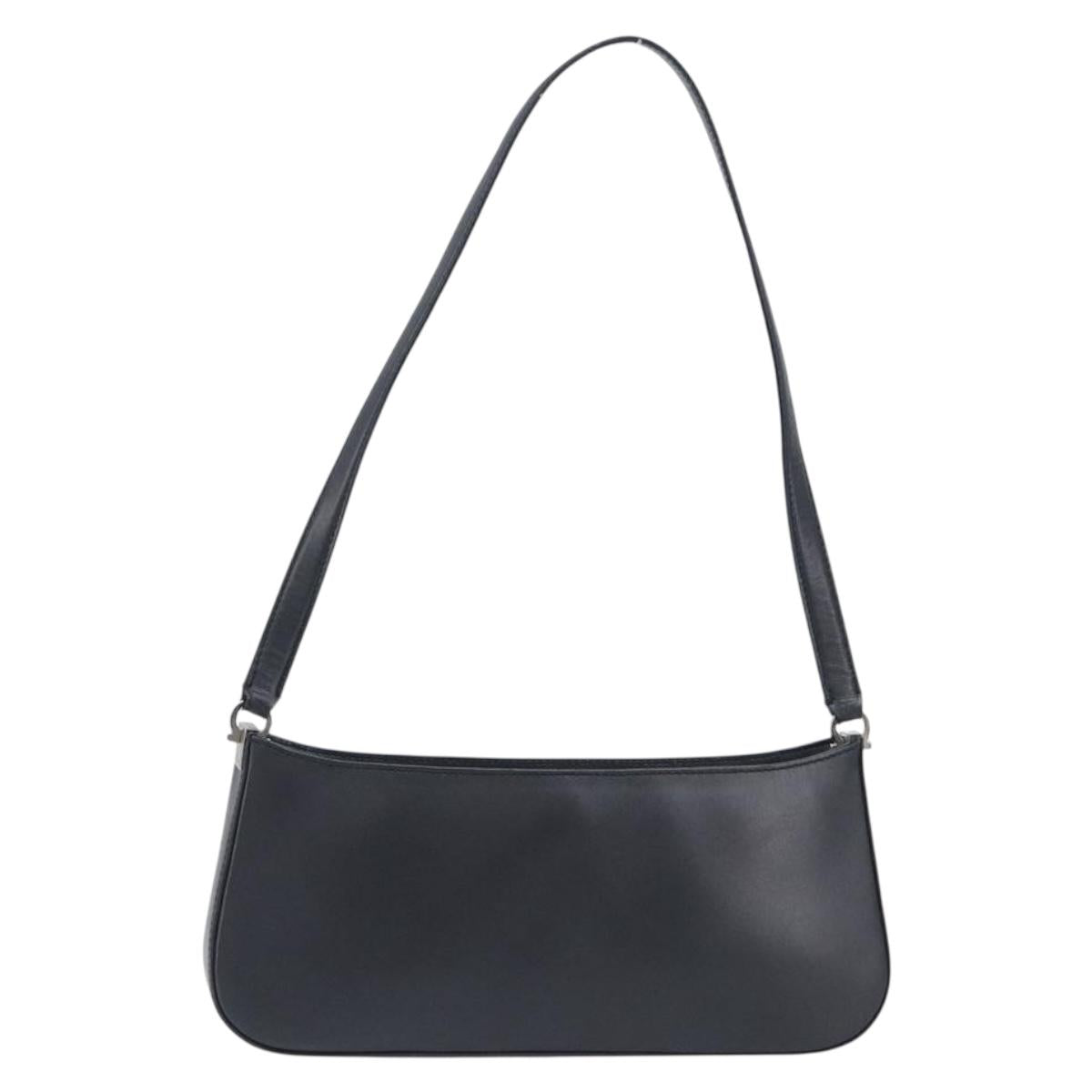 Salvatore Ferragamo Gancini Shoulder Bag Leather Black Silver Auth 205397