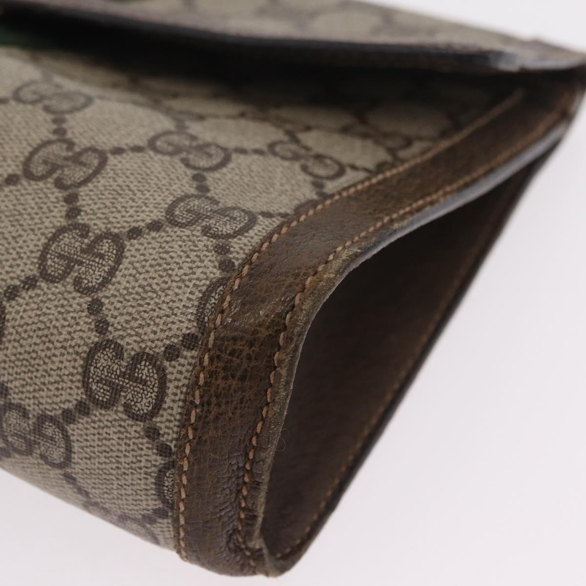 GUCCI GG Supreme Web Sherry Line Bag PVC Beige Gold 67 014 3087 Auth 205398