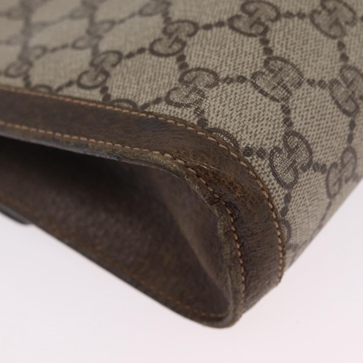 GUCCI GG Supreme Web Sherry Line Bag PVC Beige Gold 67 014 3087 Auth 205398