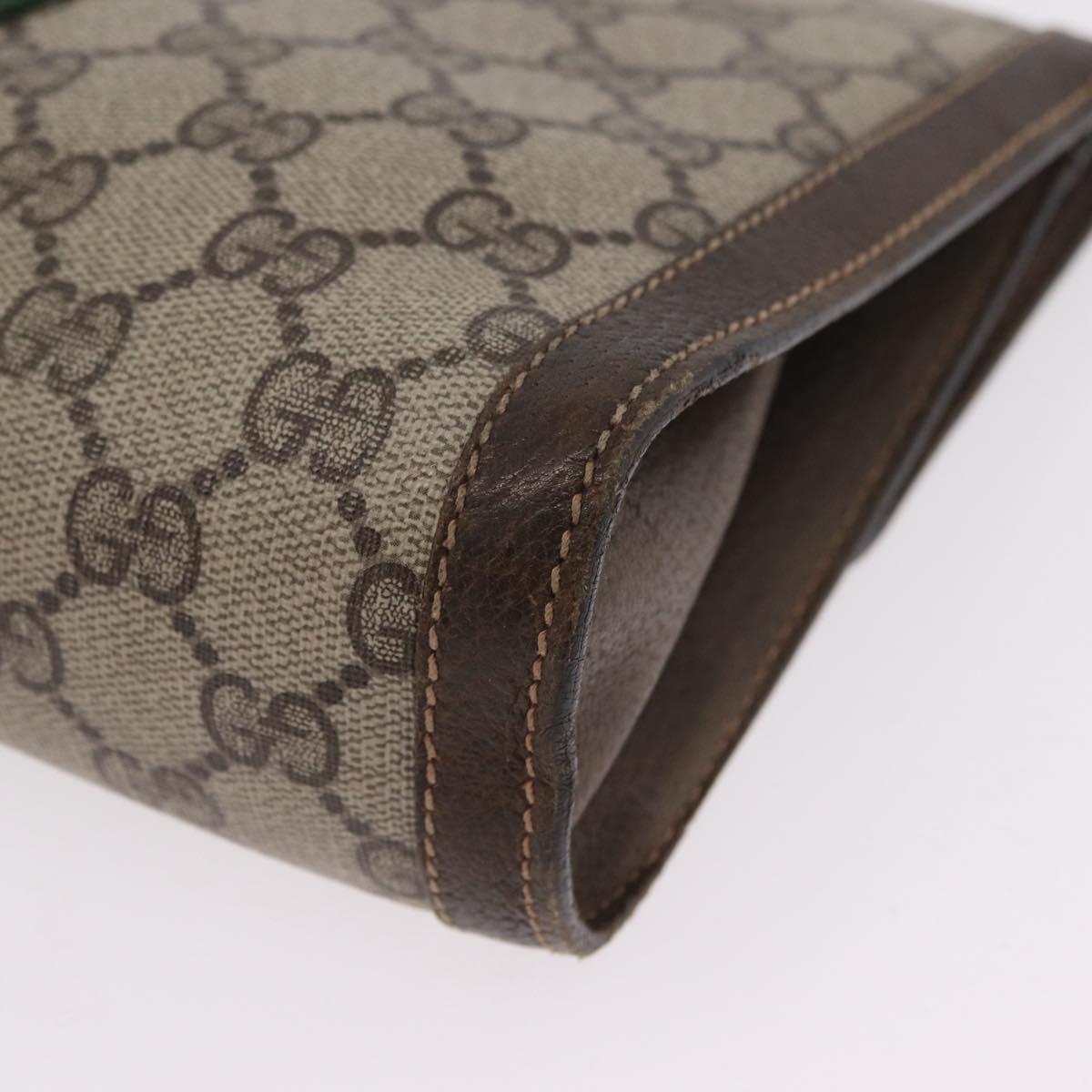GUCCI GG Supreme Web Sherry Line Bag PVC Beige Gold 67 014 3087 Auth 205398