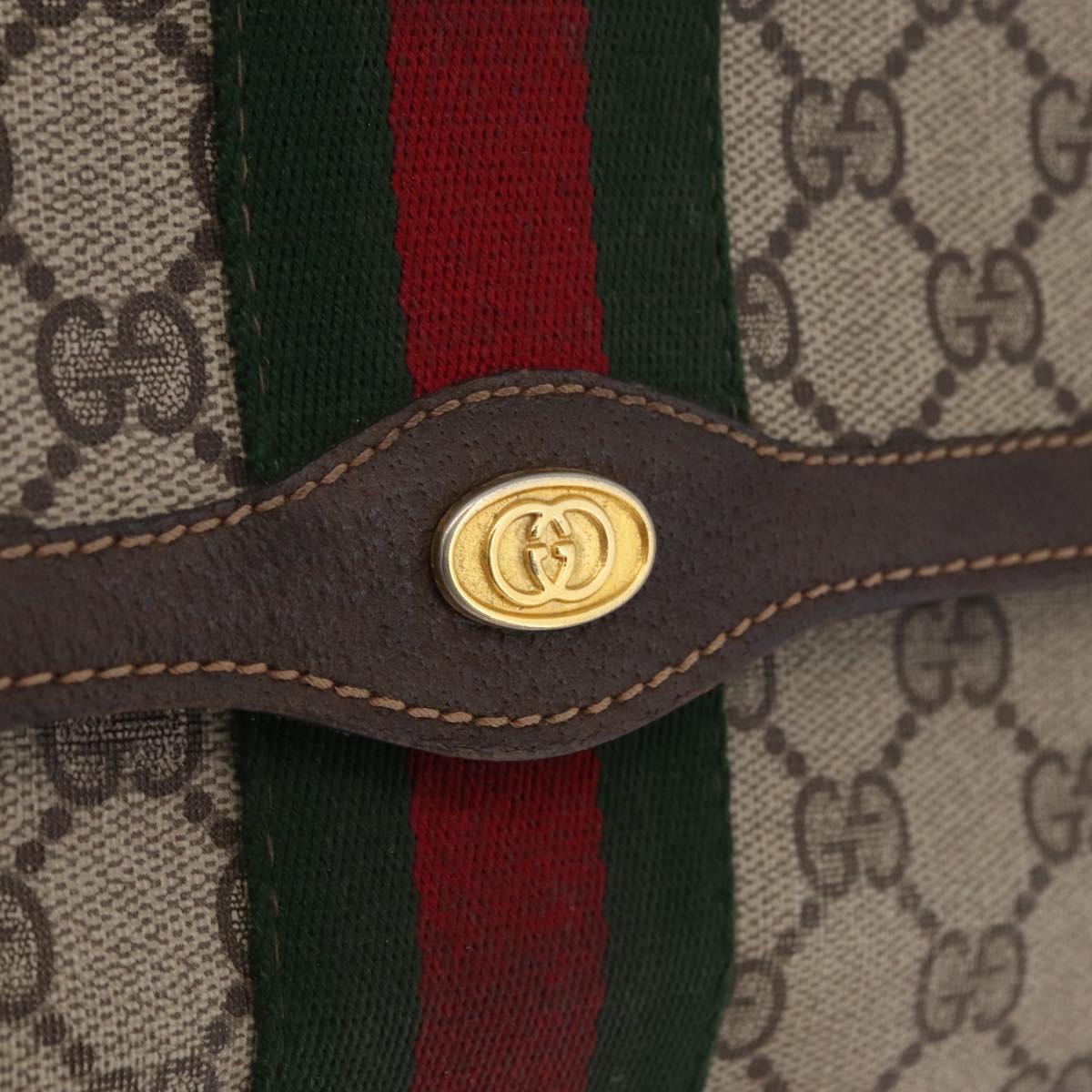 GUCCI GG Supreme Web Sherry Line Bag PVC Beige Gold 67 014 3087 Auth 205398