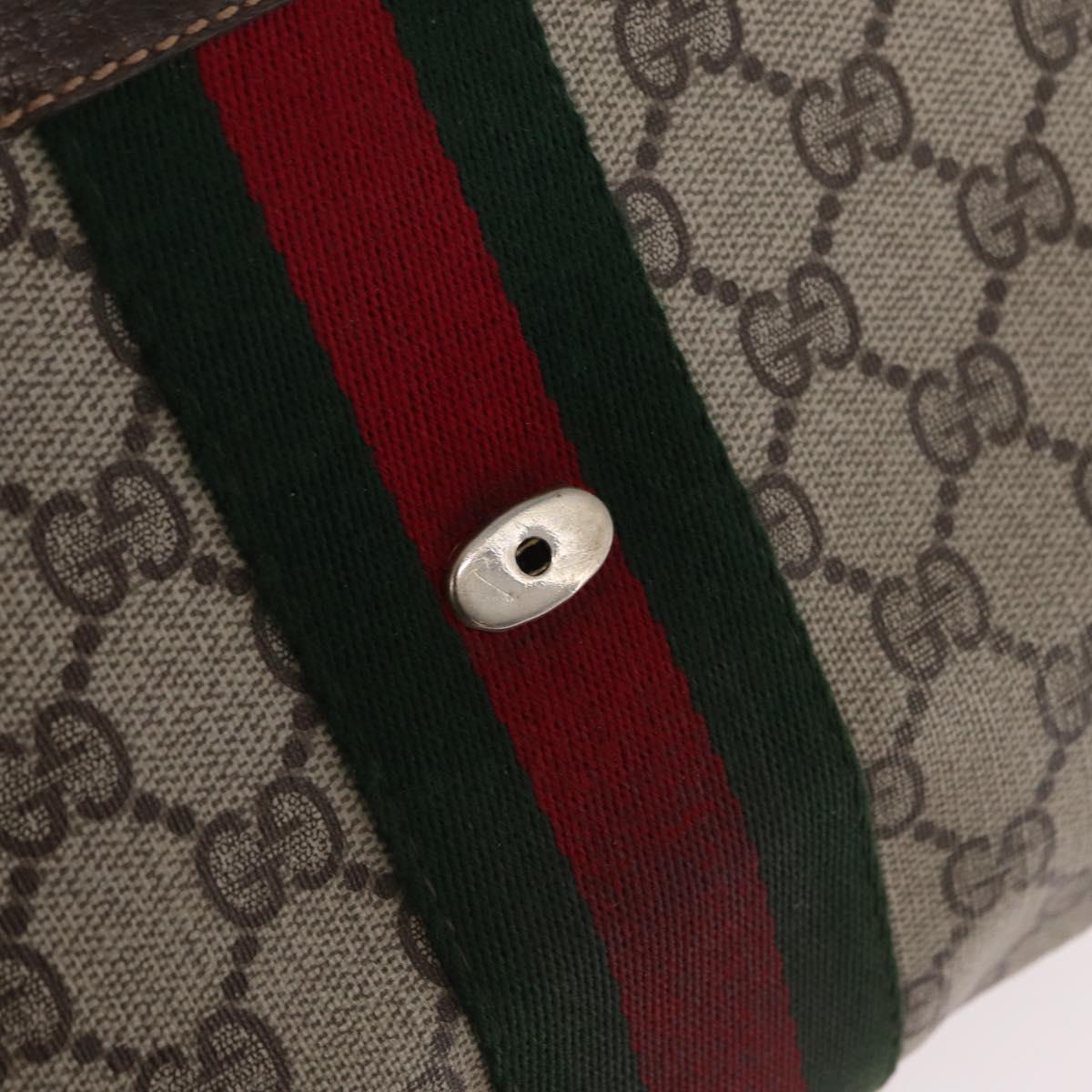 GUCCI GG Supreme Web Sherry Line Bag PVC Beige Gold 67 014 3087 Auth 205398
