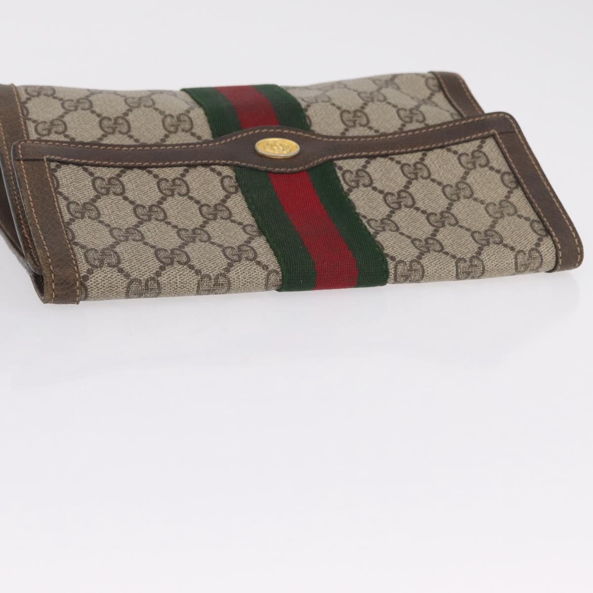GUCCI GG Supreme Web Sherry Line Bag PVC Beige Gold 67 014 3087 Auth 205398