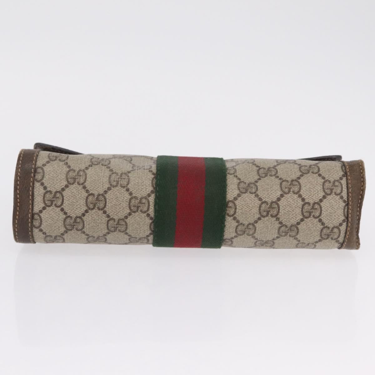 GUCCI GG Supreme Web Sherry Line Bag PVC Beige Gold 67 014 3087 Auth 205398