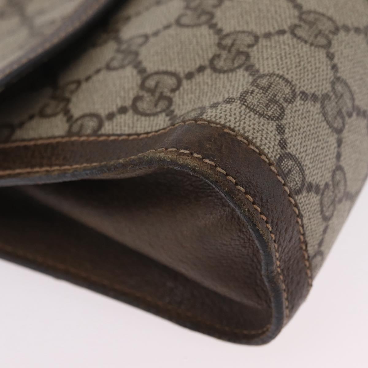 GUCCI GG Supreme Web Sherry Line Bag PVC Beige Gold 67 014 3087 Auth 205398