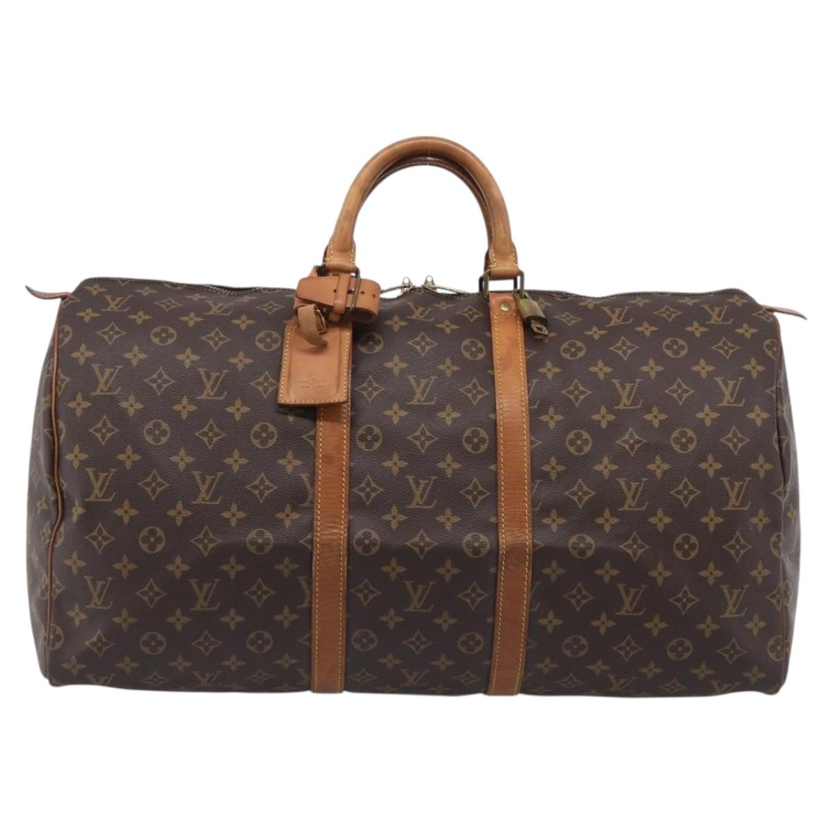 LOUIS VUITTON Monogram Keepall 55 Boston Bag M41424 LV Auth 205401V