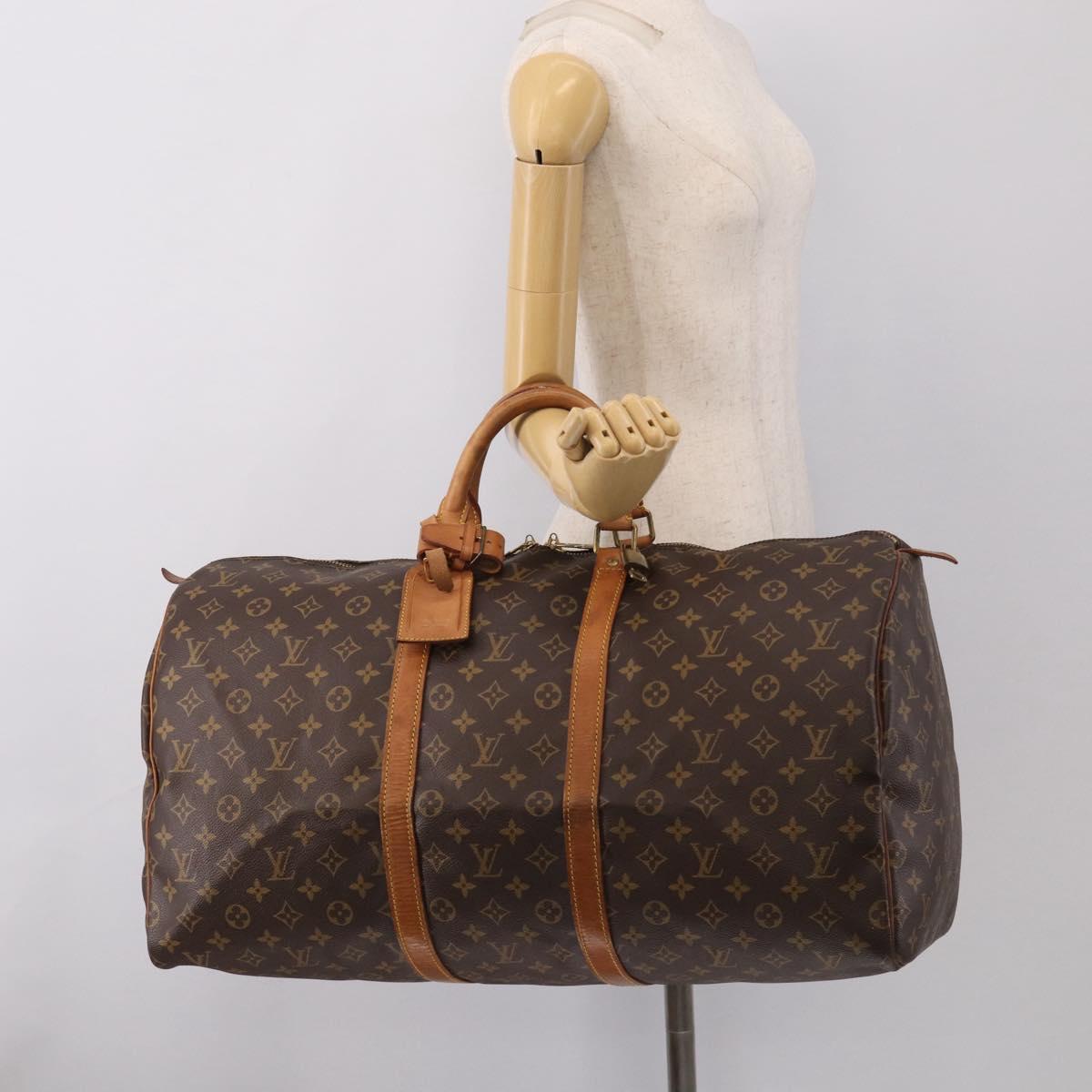 LOUIS VUITTON Monogram Keepall 55 Boston Bag M41424 LV Auth 205401V