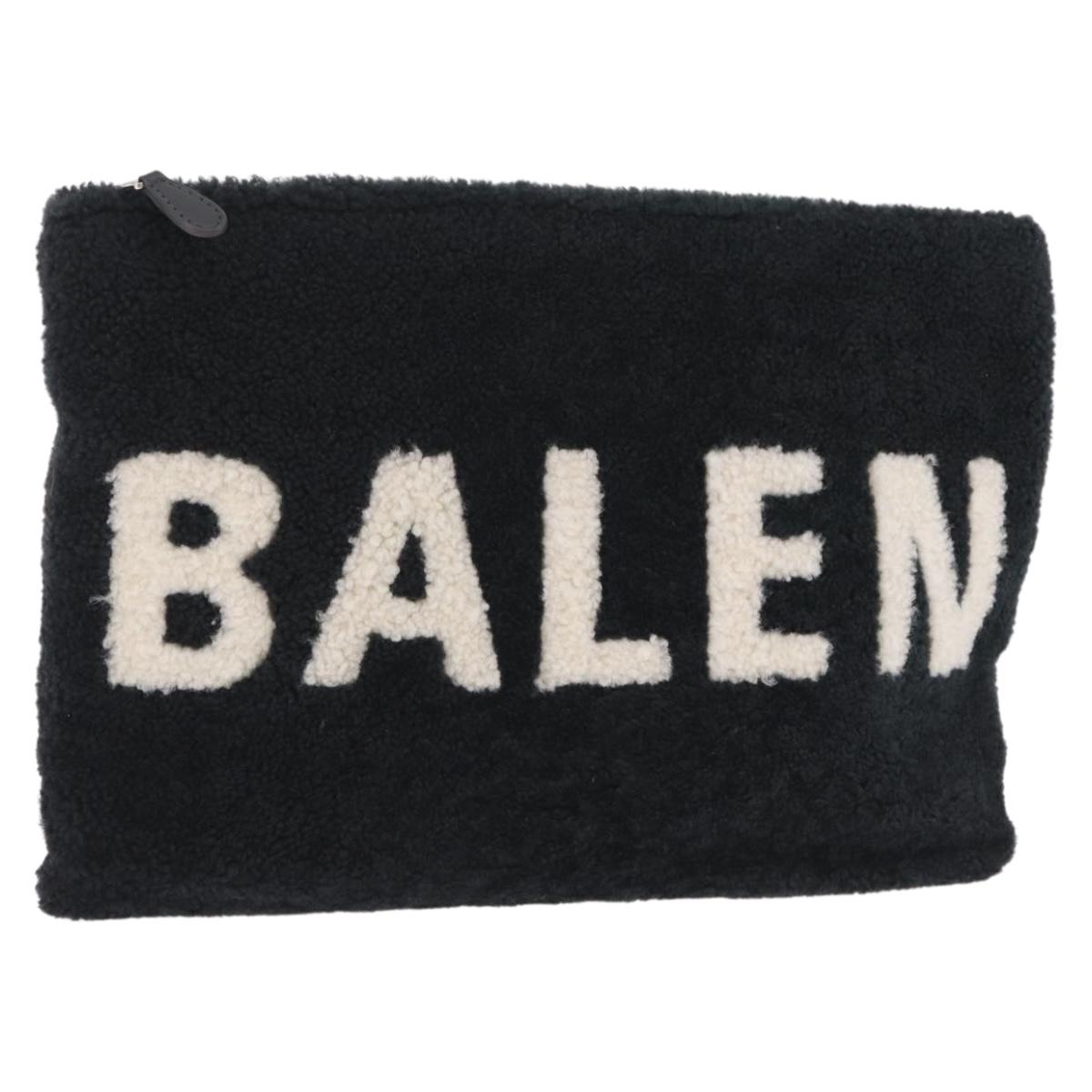 Balenciaga Clutch Bag Shearing Black Silver 492681 Auth 205402V
