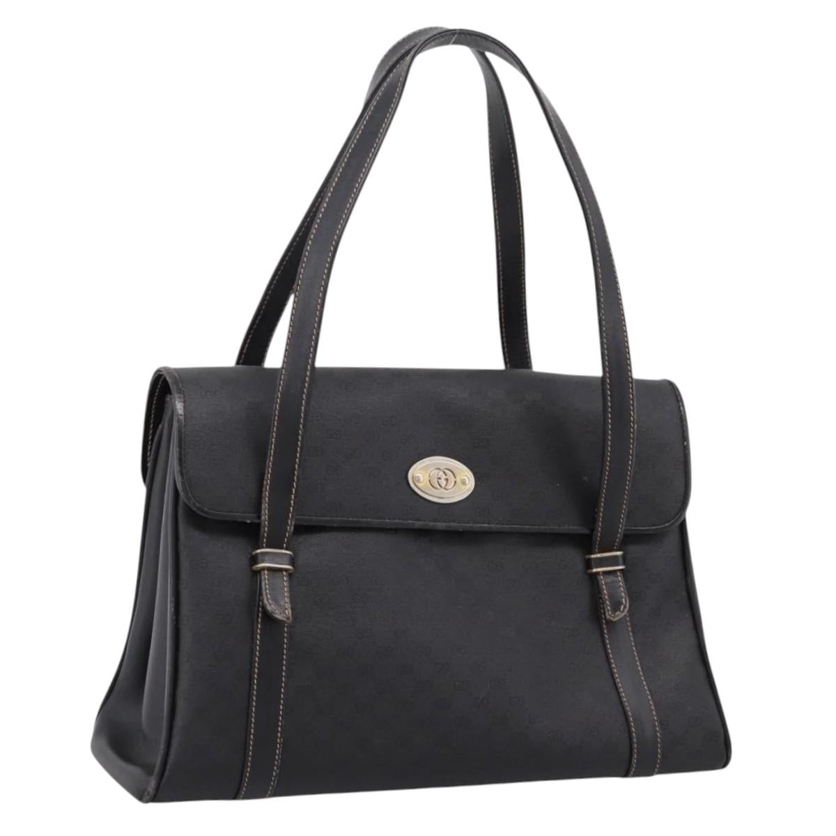 GUCCI Micro GG Supreme Hand Bag PVC Black Gold 000 46 4857 Auth 205404