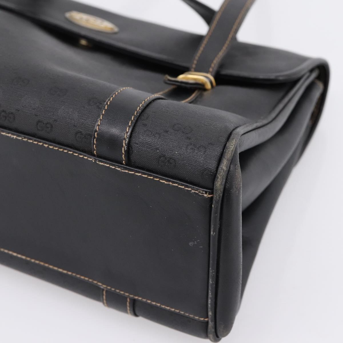 GUCCI Micro GG Supreme Hand Bag PVC Black Gold 000 46 4857 Auth 205404