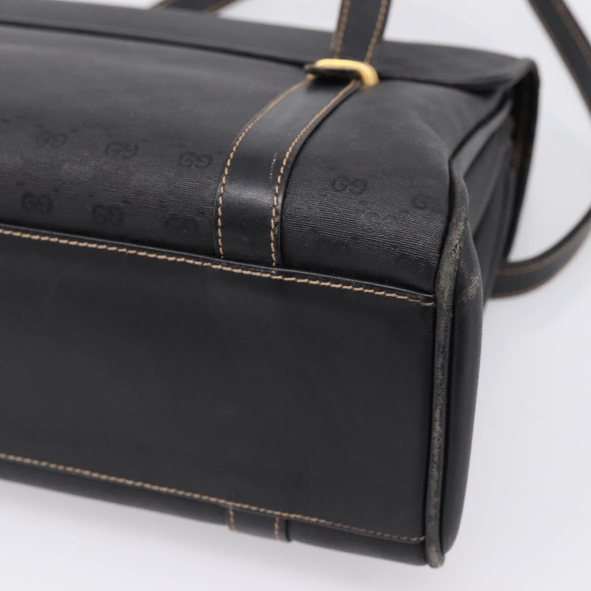 GUCCI Micro GG Supreme Hand Bag PVC Black Gold 000 46 4857 Auth 205404
