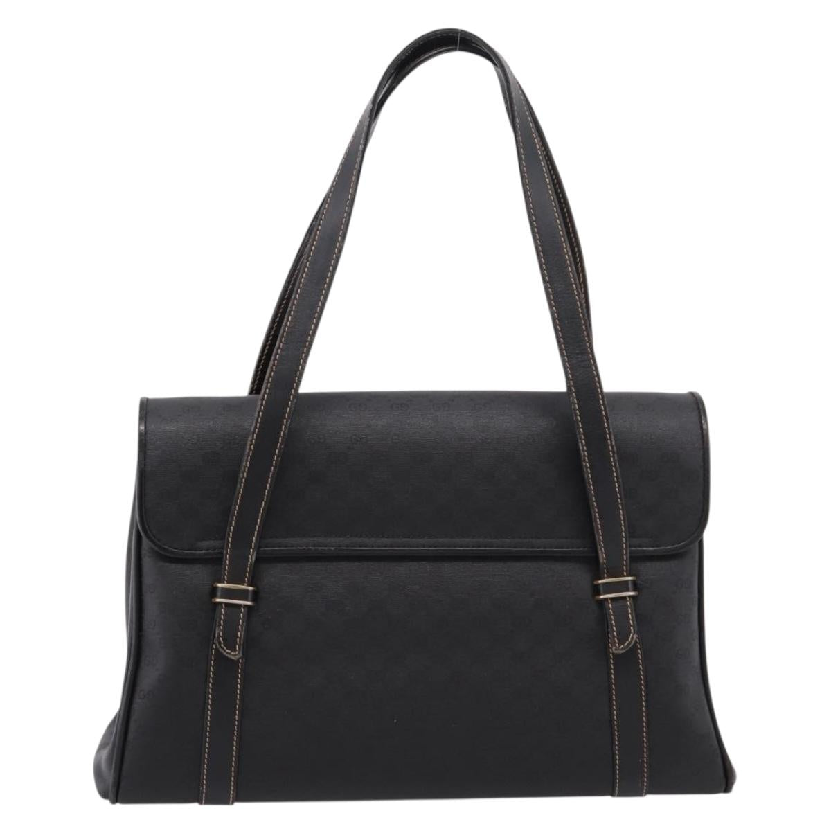 GUCCI Micro GG Supreme Hand Bag PVC Black Gold 000 46 4857 Auth 205404