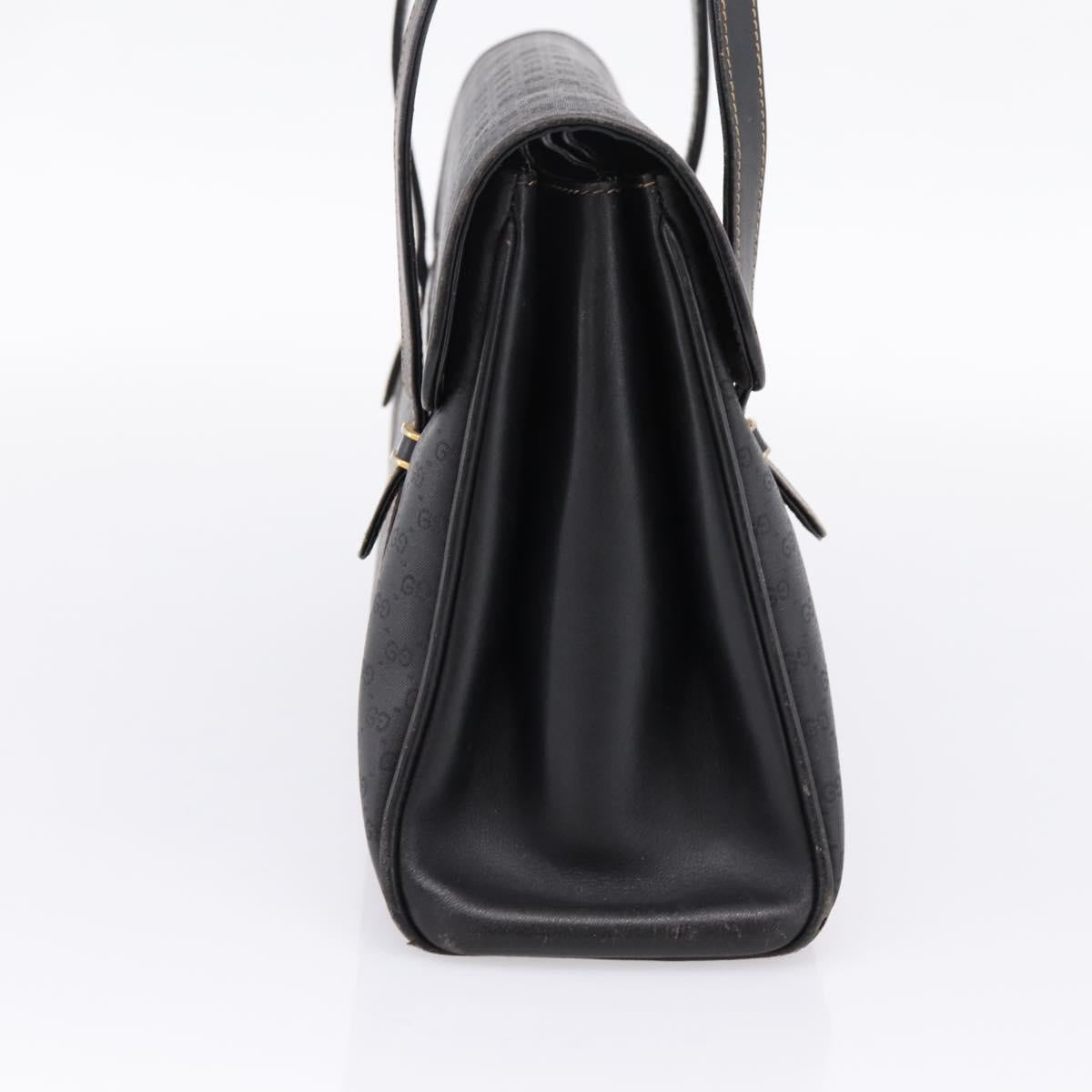 GUCCI Micro GG Supreme Hand Bag PVC Black Gold 000 46 4857 Auth 205404