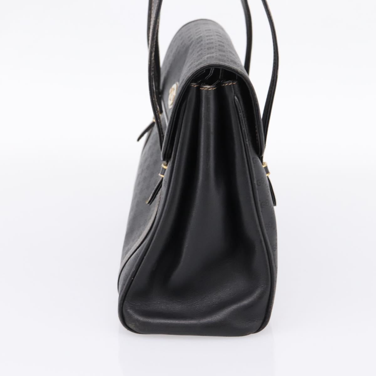 GUCCI Micro GG Supreme Hand Bag PVC Black Gold 000 46 4857 Auth 205404