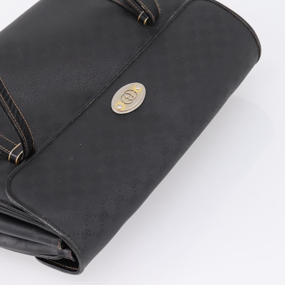 GUCCI Micro GG Supreme Hand Bag PVC Black Gold 000 46 4857 Auth 205404